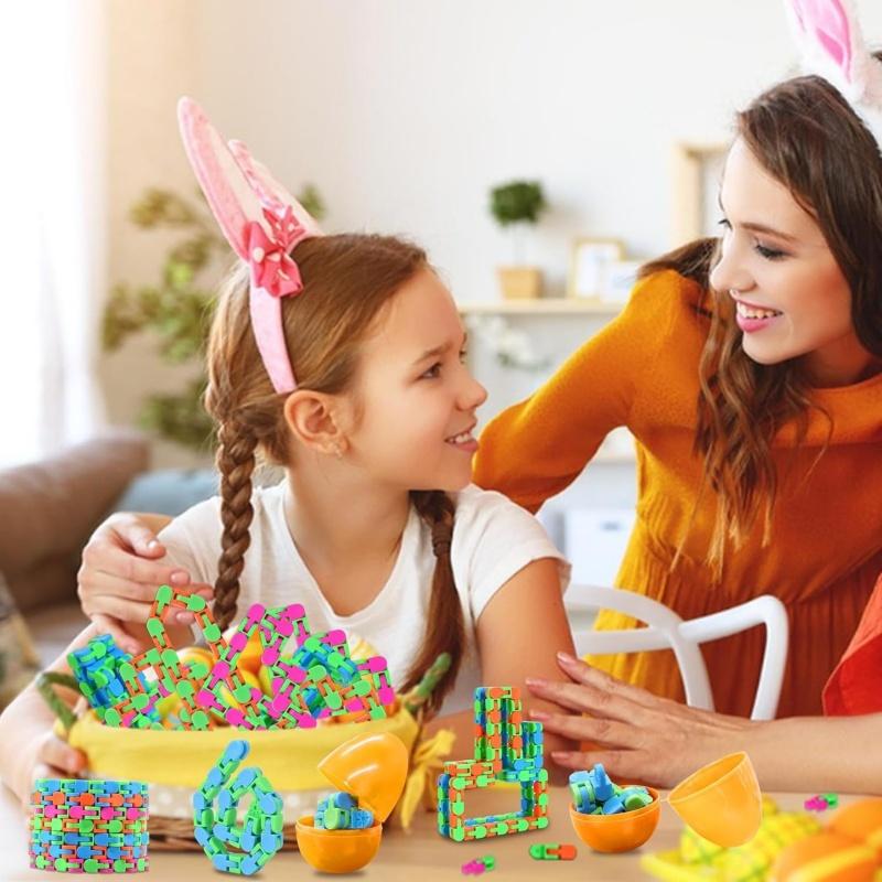 24 звена Wacky Tracks Snap and Click Игрушки-непоседы, Пластиковые цепочки Игрушки-змеи-непоседы, Игрушки для снятия стресса для детей