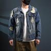 Xintang Рваная Потертая Мужская Джинсовая Куртка - Свободная с Длинным Рукавом Уличная Верхняя Одежда на Весну