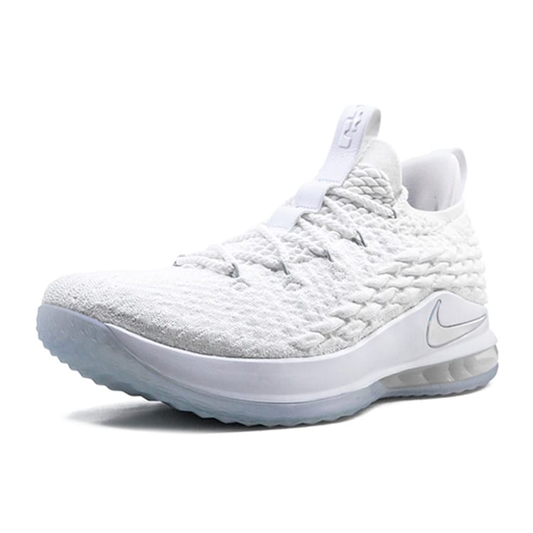 Nike Lebron 15 Low 'White Metallic Silver' James Fabric Slip Resistant Lightweight Low top Performance Basketball Shoes AO1755-100