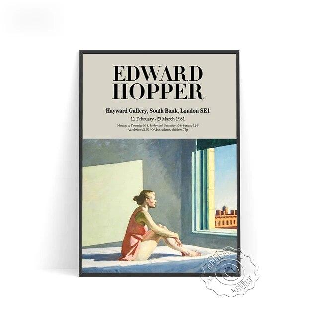 Плакат выставки Эдварда Хоппера, Художественные репродукции «Утреннее солнце», Настенная картина «Ночные ястребы», Настенное искусство с пейзажем из современной американской жизни без рамки