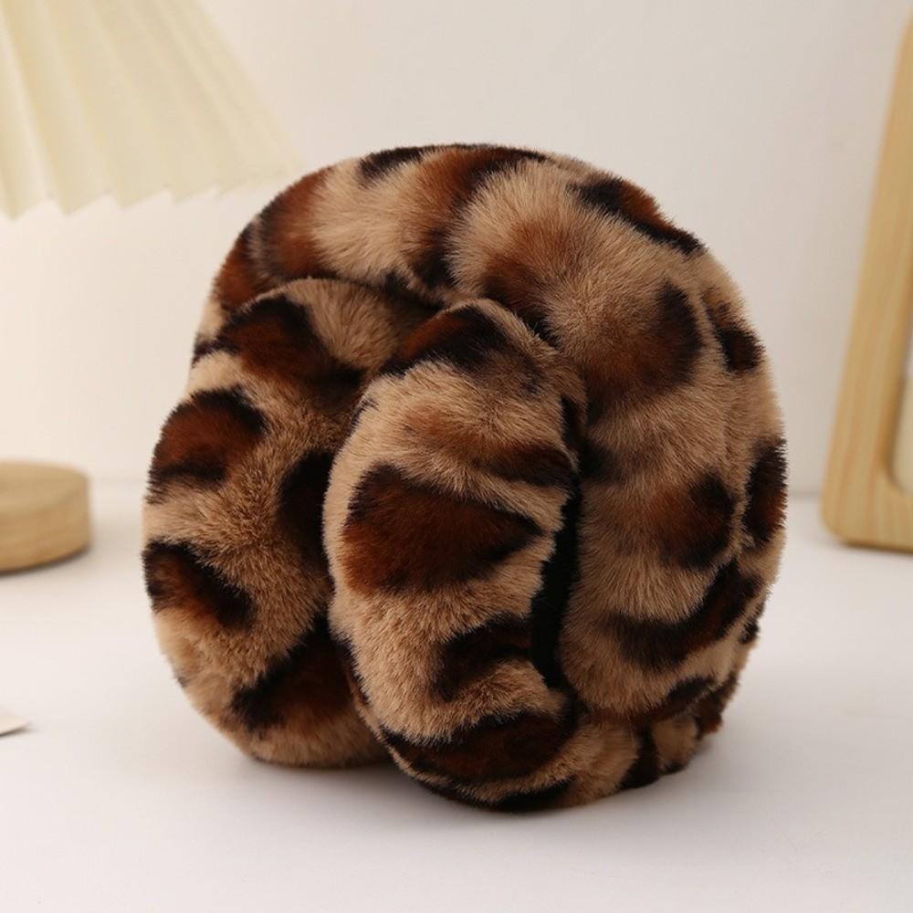 Collapsible Leopard Ear Warmer Thickened Winter Earmuffs Fashion Ear Cover for Women Girls