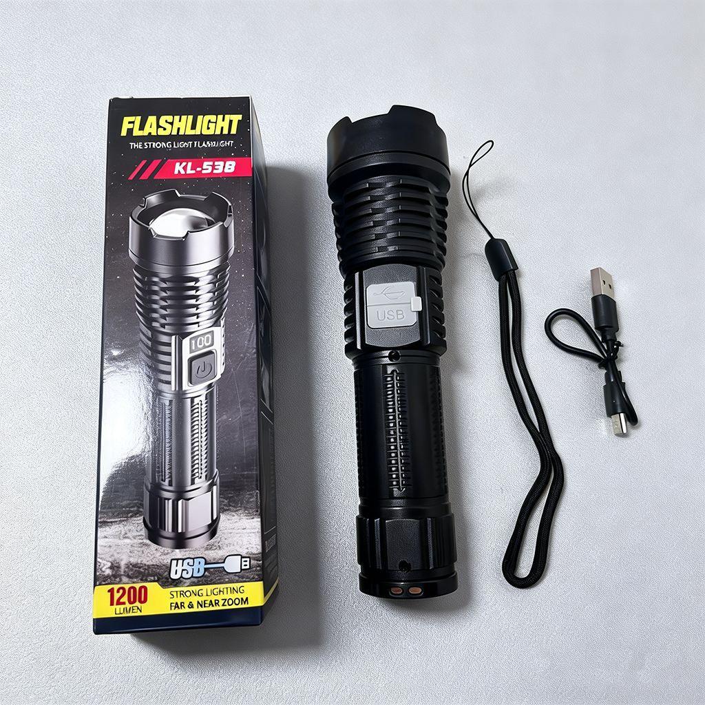 Enhanced Long-Range White Laser Flashlight with Extended Battery for Camping & Home Use