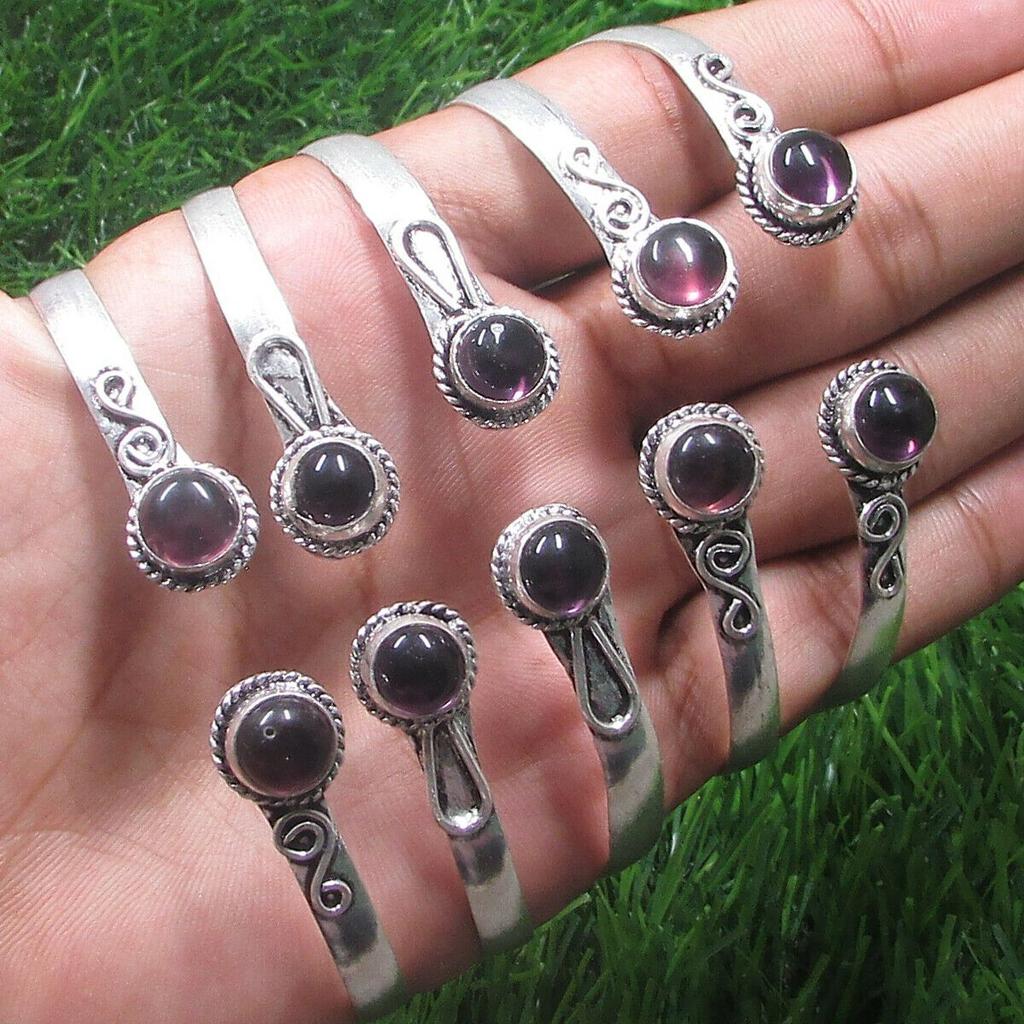 Amethyst  Gemstone 925 Sterling Silver Plated 5Pcs Cuff Bangles Lot ZCB-B11