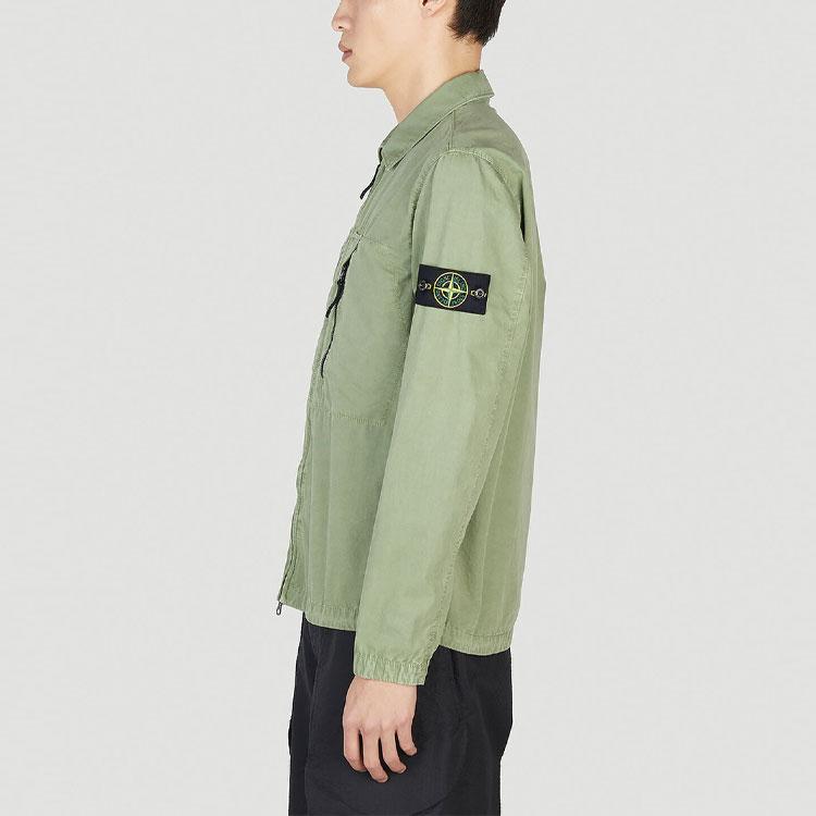 STONE ISLAND Ss23 Nylon Meta Series Lightweight Vintage Horn Washed Single Pocket Side Zipper Jacket Unisex Jacket Green 7815106WN-V0155