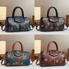 Boston Tote Bag With Splicing Prints And Pu Material For Daily Casual Use