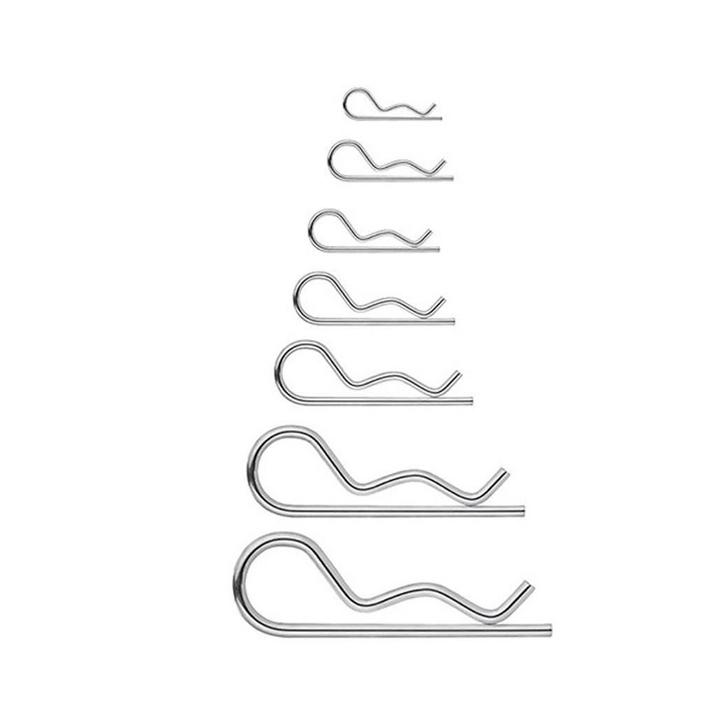 Шплинты 100 шт. R-образные клипсы Клипсы для пальцев сцепки Наборы ассорти 6 размеров Углеродистая сталь R-образный шплинт для резьбового соединения и защиты