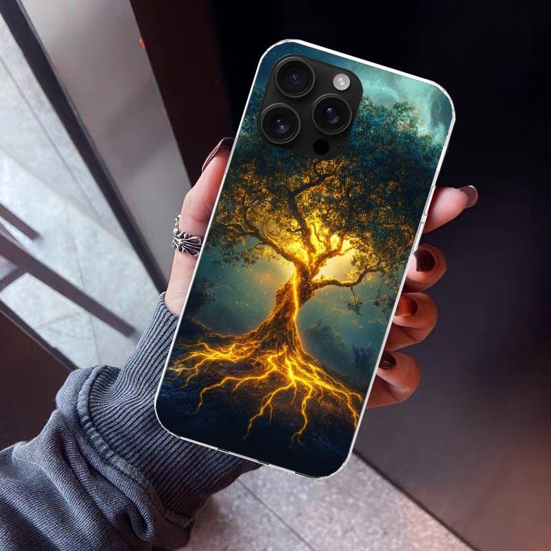 Tree of Life Space Phone Case For iPhone 17 Air 16 15 Pro Max 14 Plus 13 Mini 12 11 Cover 7 8 SE Silicone Shell Print Fundas 17