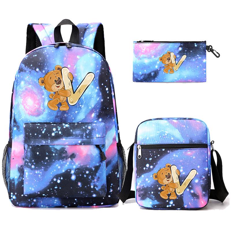 3 шт./компл., рюкзак с 26 английскими буквами, рюкзак для мальчиков и девочек, кавайная сумка на плечо, пенал, студенческая сумка