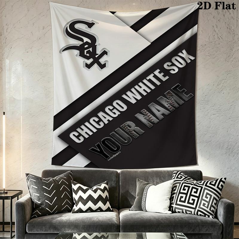 Name Custom Chicago White Sox Wall Tapestry Aesthetic Wall Hanging Printed Fabric Blanket Decorative Tapestries for Bedroom Living Room Home Decor