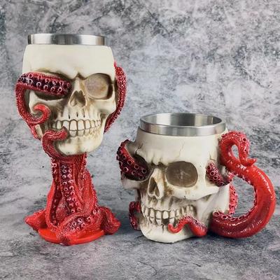 Новые пивные кружки с 3D черепом Viking из нержавеющей стали 304, новинка, чашка для кофе-бара, подарки на Хэллоуин