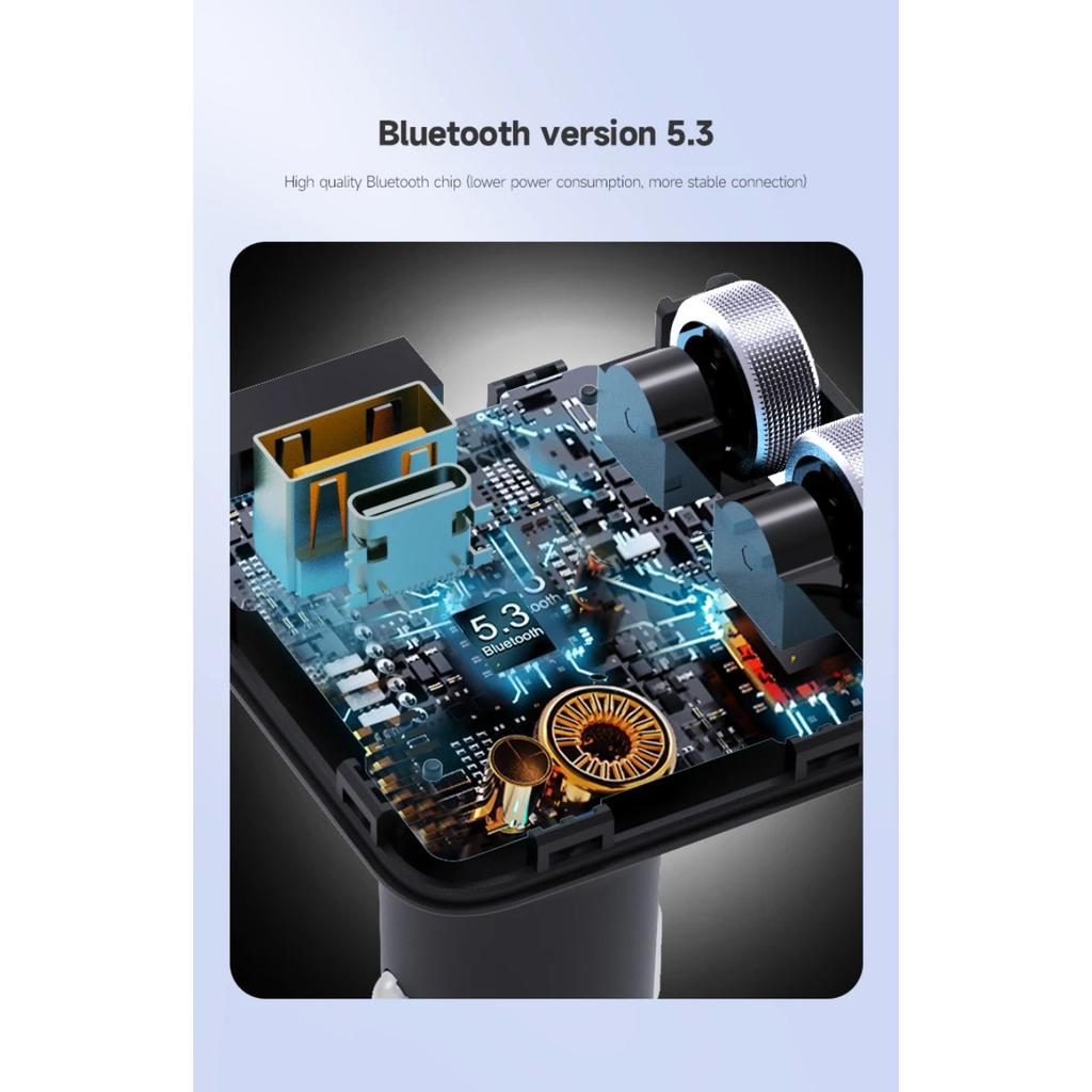 MT04A Bluetooth 5.3 FM-передатчик автомобильный адаптер автомобильное зарядное устройство 42 Вт PD30 Вт HIFI звуковой эффект беспроводной громкая связь USB MP3 музыкальный плеер