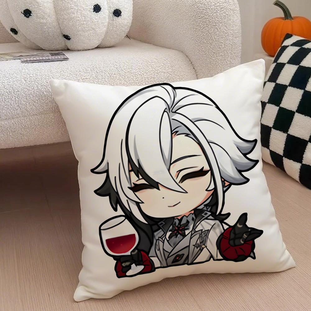 miHoYo hot funny Genshin emotes meme Cushion Cover Throw Pillow Cover Hidden Button Durable Polyester Chair Cushion