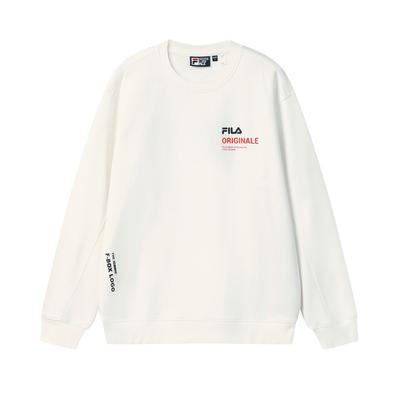 Fila Оригинальная флисовая версия Модный повседневный универсальный теплый свободный пуловер Толстовка Мужская толстовка Белая F11M549214FWT