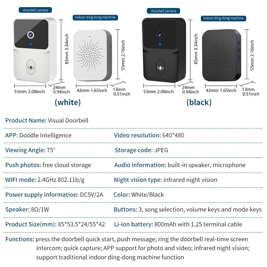 Tuya WiFi Wireless Doorbell Smart Visual Doorbell With Camera Intercom Home Door Bell With Ding Dong Security Chime For Home