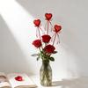 10pcs Valentine's Day Glitter Heart Decor Picks Red Pink Ribbon Ornaments Wedding Party Flower Arrangement Table Decor
