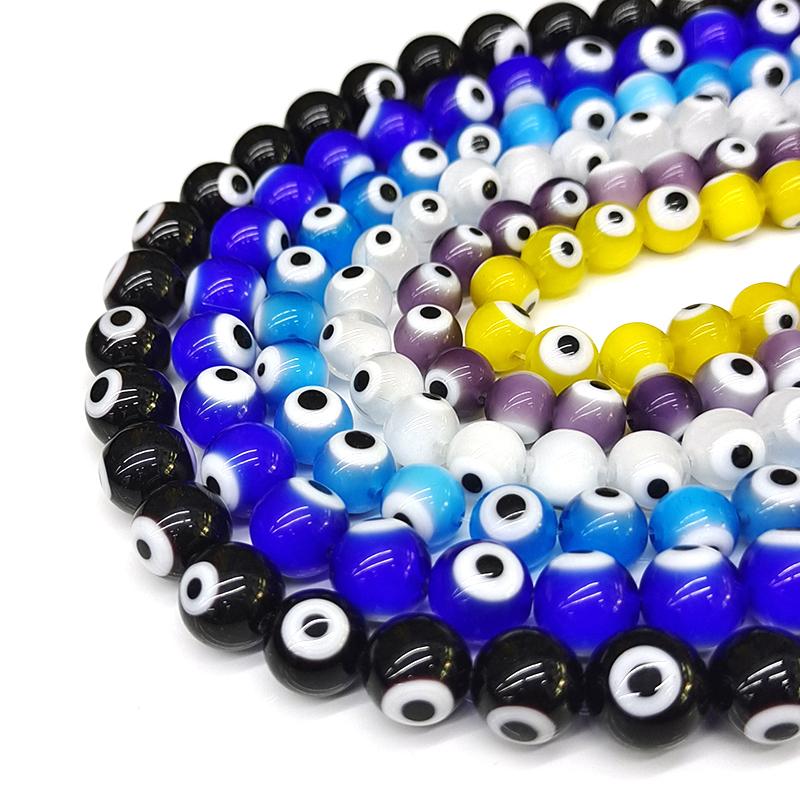 1 нить разноцветных бусин lampwork 'Сглаз' круглые loose spacer стеклянные бусины для DIY браслета колье фурнитура для бижутерии 4 6 8 10 мм
