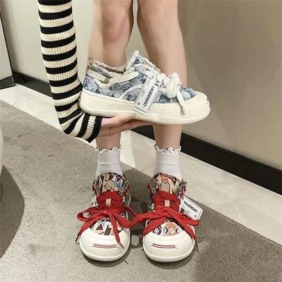 Парусиновые туфли, детская весенняя новая обувь с толстой подошвой, большая голова, уродливые милые туфли, универсальные туфли для студентов, белые туфли в стиле Гонконга