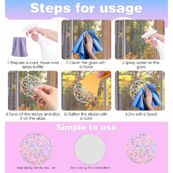 Rainbow Window Stickers, 18 Pcs Prism Window Cling for Windows Bird Deterrent, Sun Catcher Sticker (2 Sheets)