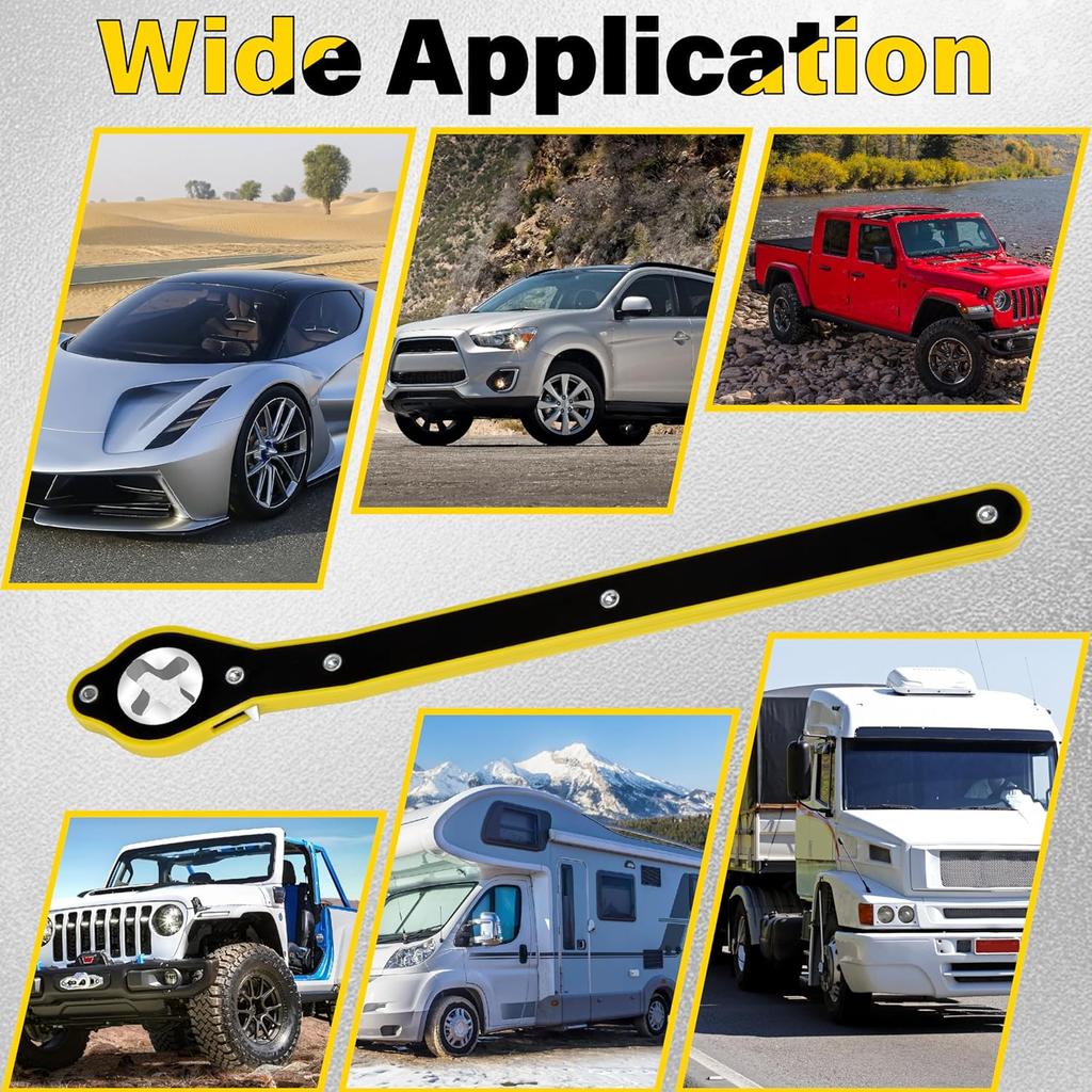 Car Jack Ratchet Wrench, Labor-Saving Tire Jack Handle, Scissor Jack Adapter For Car With Long Handle, 360° Swivel Tire Wheel Lug Wrench For