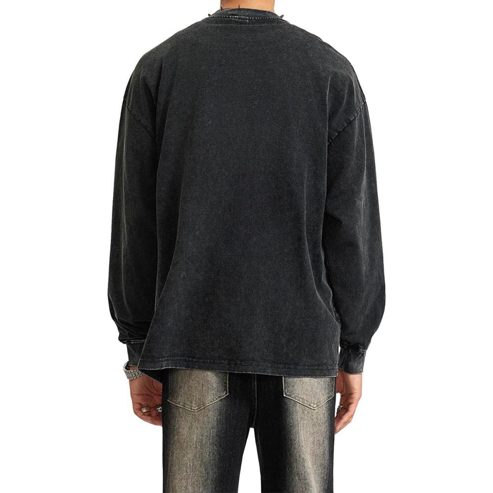 Мужские хлопковые футболки оверсайз 230 г, тяжелые винтажные футболки с круглым вырезом и длинными рукавами, повседневные топы для тренировок в тренажерном зале