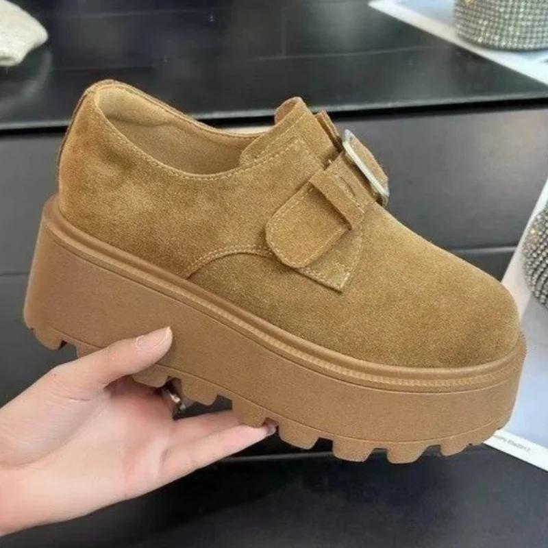 Женские замшевые мокасины на платформе, повседневные кроссовки на высоком каблуке, обувь 2025 года, спортивная обувь для бега, новинка зимы для путешествий, Zapatos Mujer