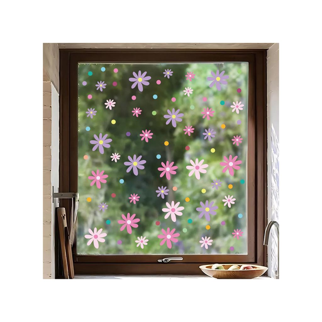 Растения и цветы наклейки для украшения стеклянных окон пвх статические наклейки теплое украшение красочные цветы