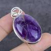 Этническая подвеска из стерлингового серебра 925 пробы с аметистом шалфея 2,01 дюйма Y7L94
