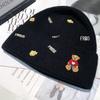 Women's Cute Bear Woolen Hat: Fashionable, Warm, Versatile Knitted Beanie with Ear Protection and Embroidery