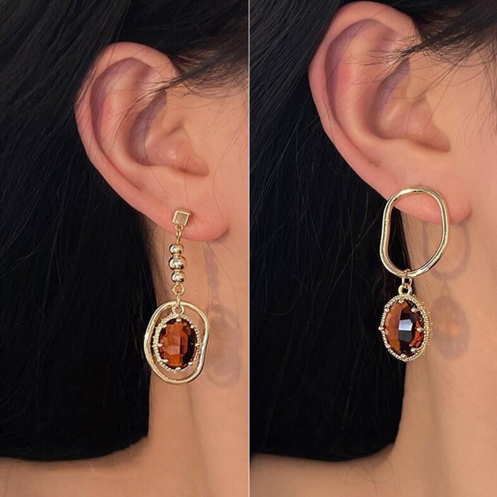 Elegant Asymmetric Earrings Zircon Vintage Earrings Gift Drop Dangle Earrings Women