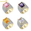 Luxurious Copper Alloy Zircon Wedding Engagement Mans Ring Jewelry Gift