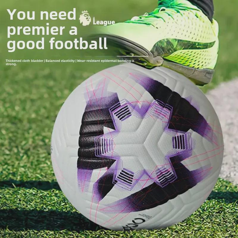 Бесшовный кожаный водонепроницаемый футбольный мяч Премьер-лиги для тренировок и соревнований — подходит для взрослых и молодежи.