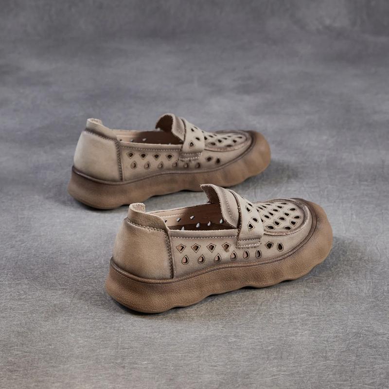 Johnature Женские лоферы на мягкой подошве, без шнуровки, из натуральной кожи, удобные, с перфорацией, дышащие, на плоской подошве