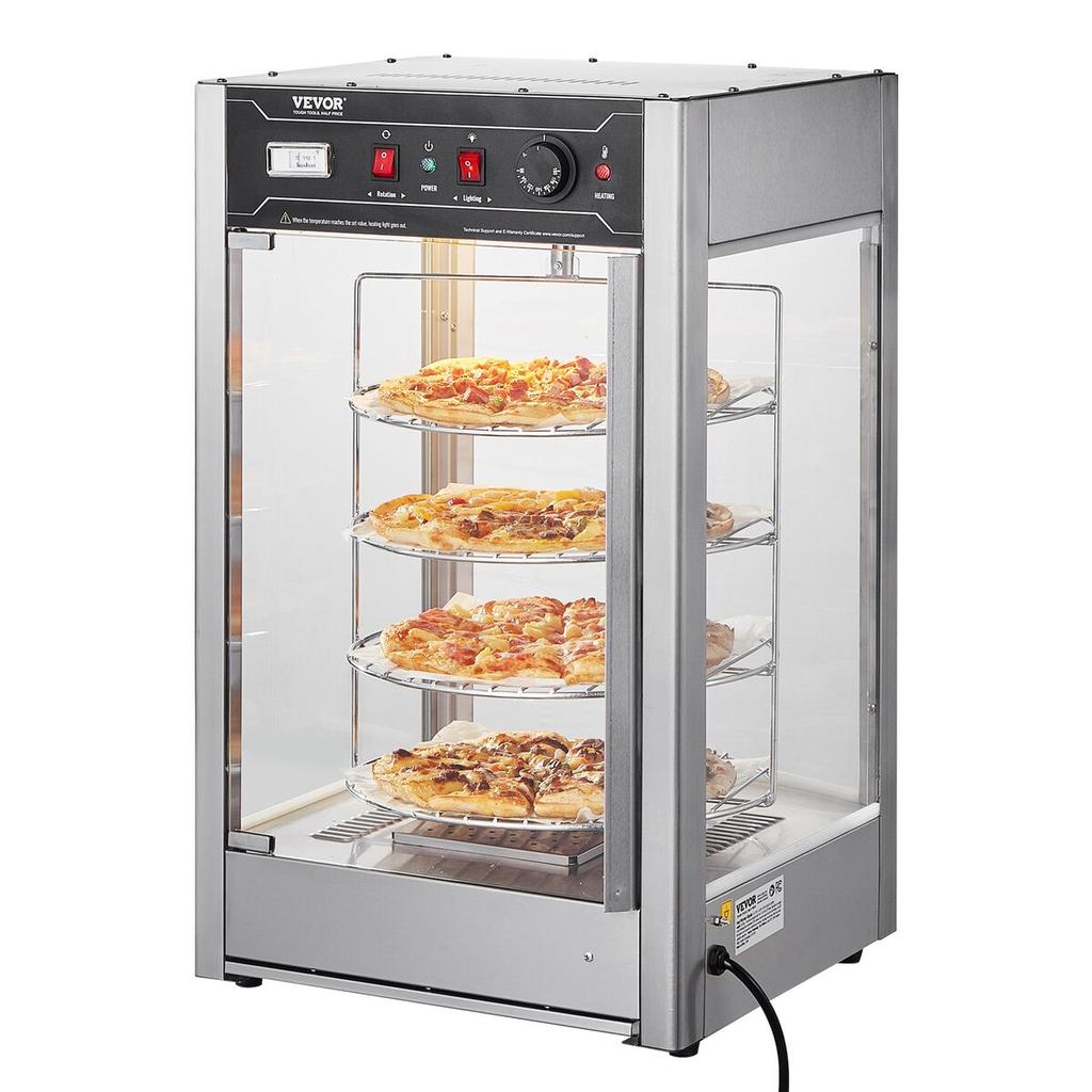 Food Warmer Display for 14" Pizza, 4-Tier Commercial Pizza Warmer Electric