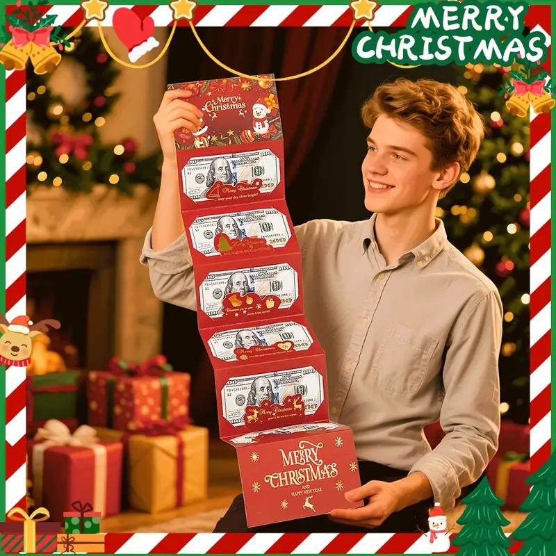 1pc Christmas Red Envelope 10 Card Position Cash Wallet Gift Card Christmas Surprise Party Greeting Card Money Box