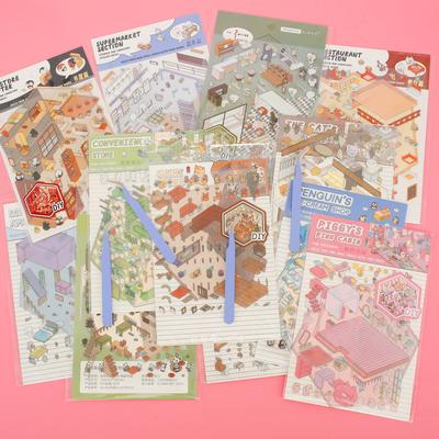 12 шт. 3D-наклейки для сцены, наклейки для DIY-ландшафта, наклейки для миниатюрных сцен, визуальная сборка и наклеивание, игрушка-ландшафт для детей, подарок на день рождения