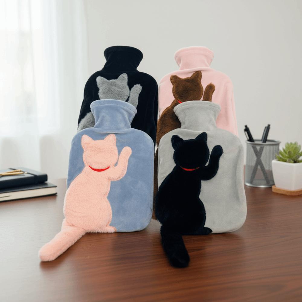 Мультяшная грелка с водой Длинный кошачий хвост Мешок для впрыскивания воды Милая грелка Офис