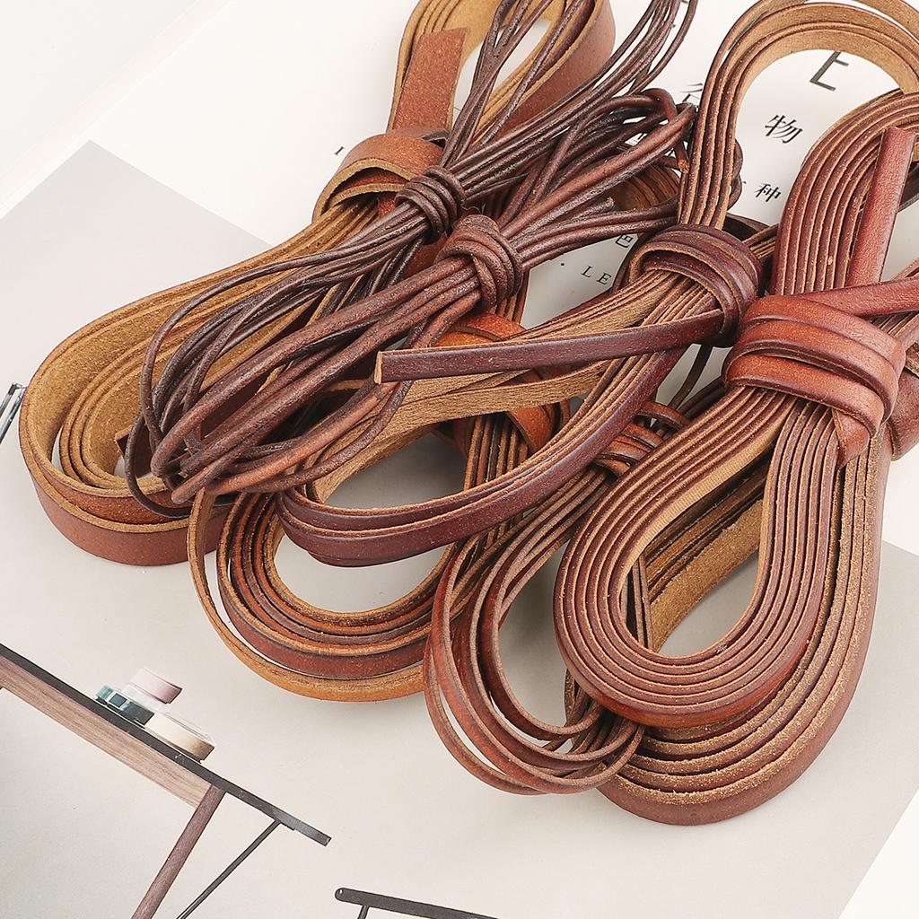 2 Meters Genuine Leather Cord 1.5-10mm Round/Flat Strand Cow Leather Rope Fit Necklace Bracelets DIY Jewelry