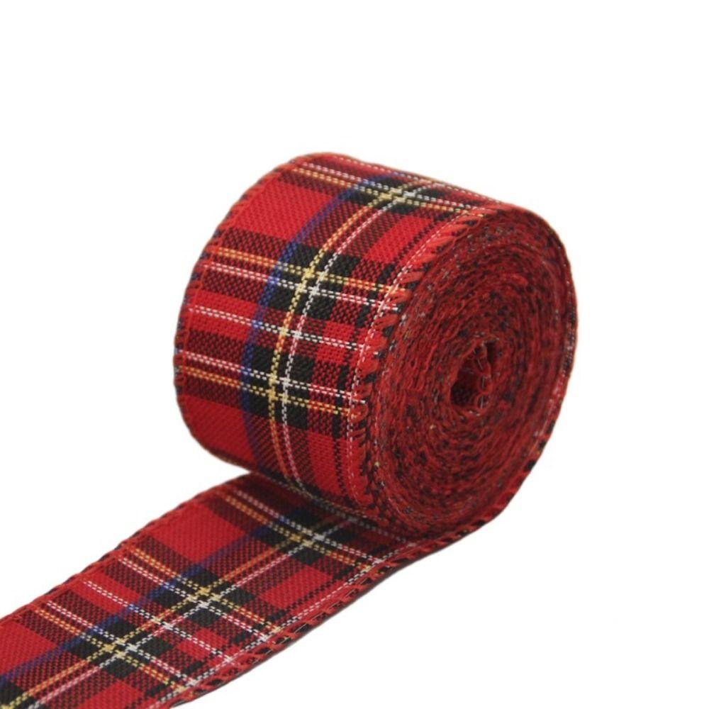 Red Black Lattice Linen Ribbon Imitation Linen Lattice Ribbon Christmas Plaid Ribbon Gift Wrapping