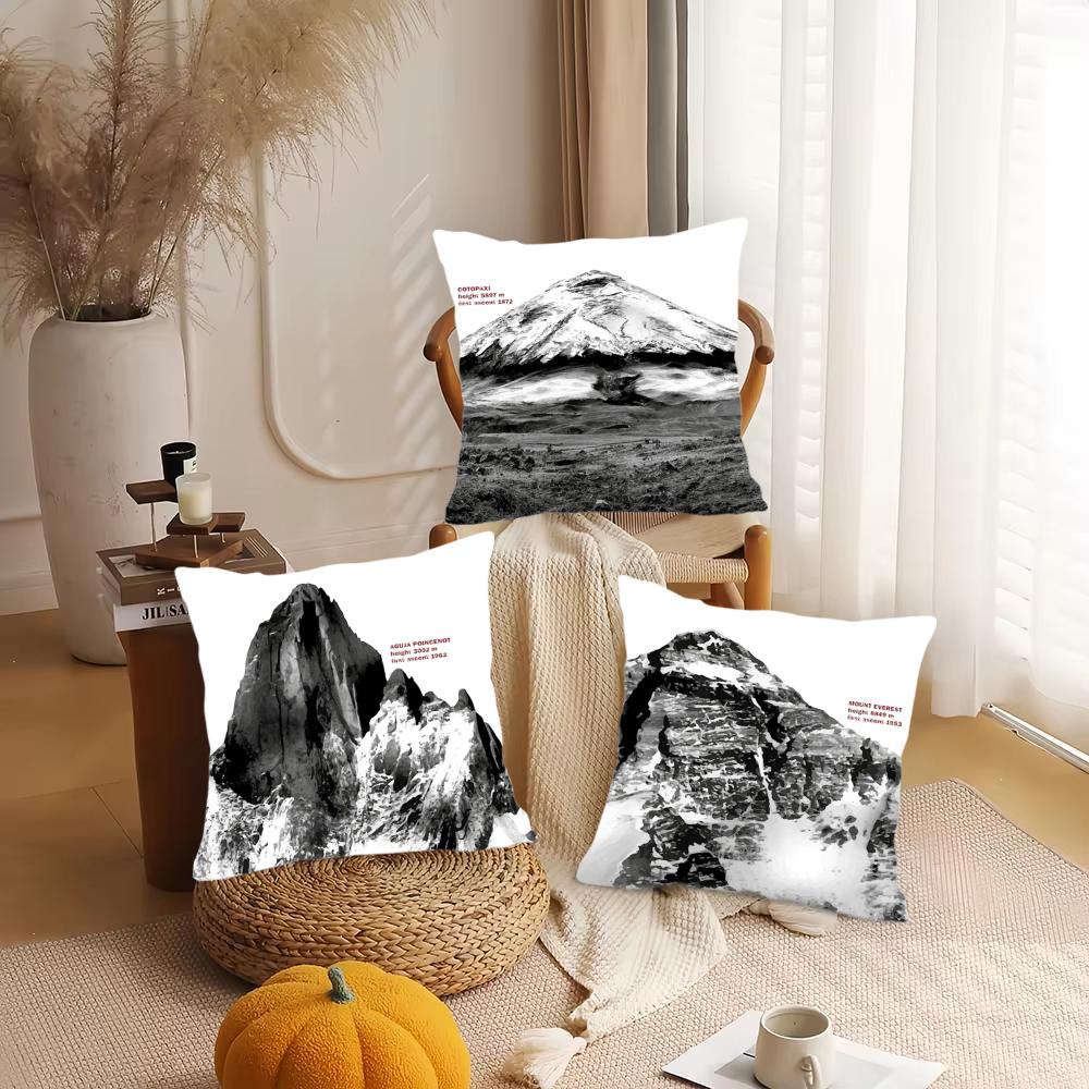 Snow mountain Cushion Cover Silky Short Plush DoubleSided Printed Pillow Case for Sofa All Seasons Home Decor Gift