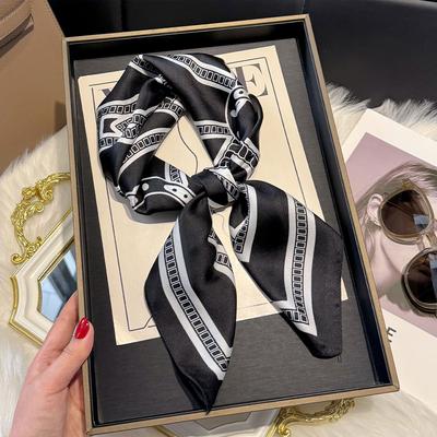 2025 New 70*70cm Silk Satin Hair Scarf Women Handkerchief Printed Female Square Head Bandana Small Neck Muffler Hijab Lady Girl