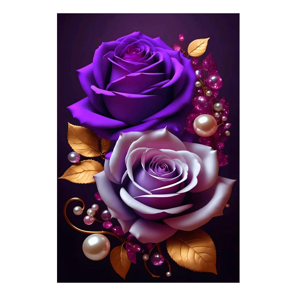 New Fantasy Painting Diamond Flower 2024 Gold Red Rose 5d Diy Diamond Art Embroidery Full Drill Mosaic Kit Home Decor