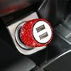 Блестящее USB Автомобильное Зарядное Устройство 5В 2.1А Двойной Порт Быстрый Адаптер Розовый Автомобильный Декор Авто Стайлинг Алмазные Авто Аксессуары Интерьер для Женщины Amagi