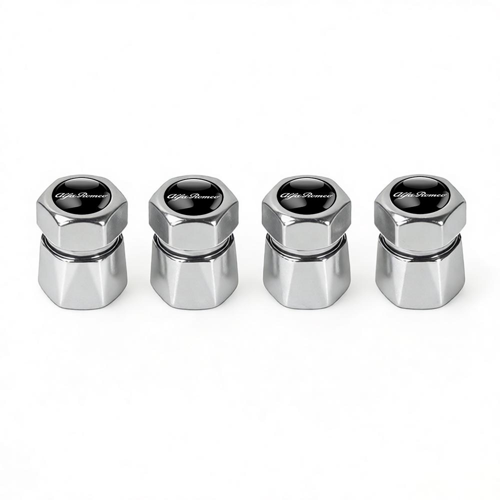 4Pcs Aluminum Car Tire Valve Caps Diamond Tyre Valve Airtight Cover Waterproof Dust For Alfa Romeo Giulietta GT 159 AutomobilesZL6
