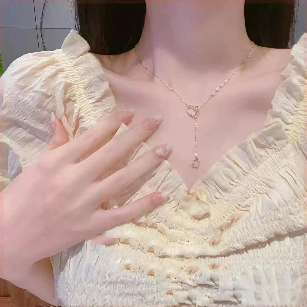 Женское летнее роскошное ожерелье из титановой стали - Дизайн высокого класса, кулон на ключицу