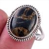 Кольцо из чистого серебра 925 пробы с натуральным черным медным бирюзовым камнем S.9 E3r43