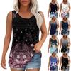 Tank Top For Women Summer Outfits Sleeveless Print Blouses Casual Loose Shirts Scooped Neck Pleated Front