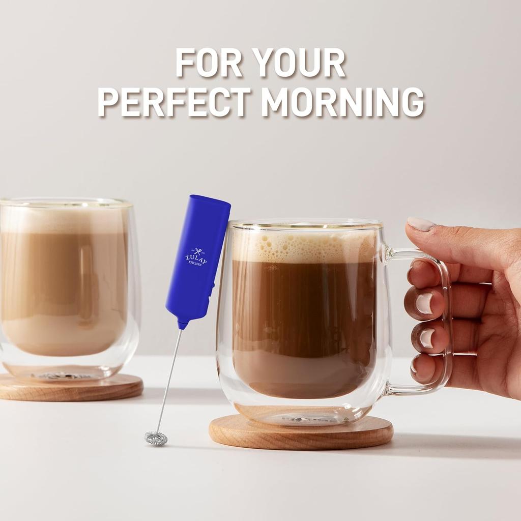 Mini & Mighty Milk Frother Wand – Powerful Handheld Coffee Frother, Battery Operated Drink Mixer – Compact Pocket Size – Detachable Whisk for