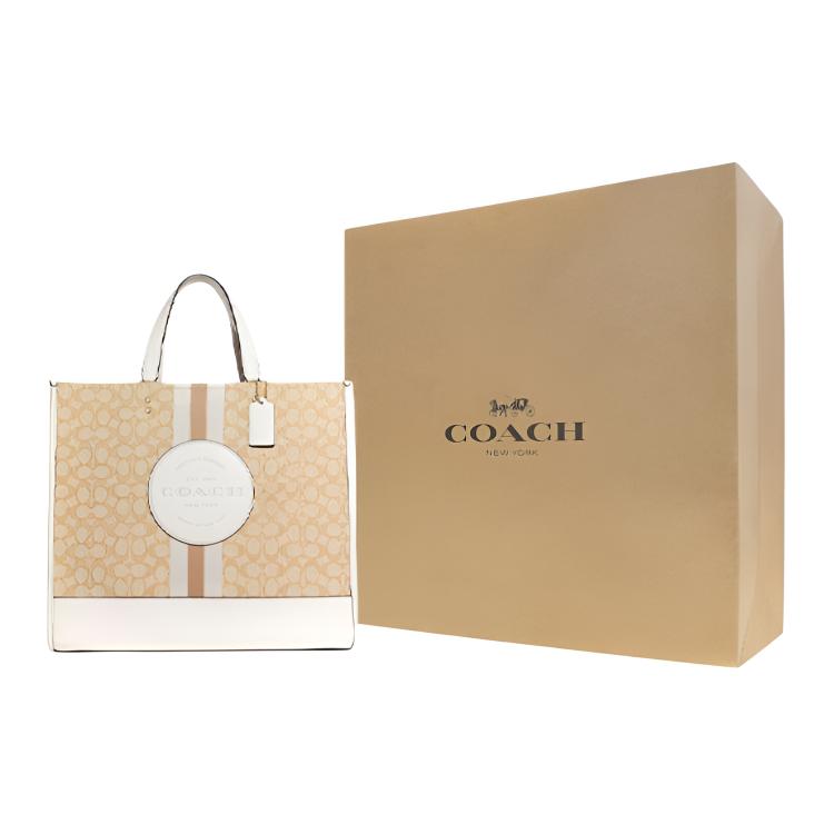 Coach Dempsey 40 Vertical Large Capacity Classic Monogram Jacquard With Exquisite Pebble Leather Shoulder Crossbody Tote Bag C8418-IMDQC