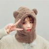 Winter Warm Scarf Women Girl Bear Ear Cut Hooded Hats Pockets Goloves Scarves All In One Cashmere Soft Shawls Female Fur Warm Winter Scarf