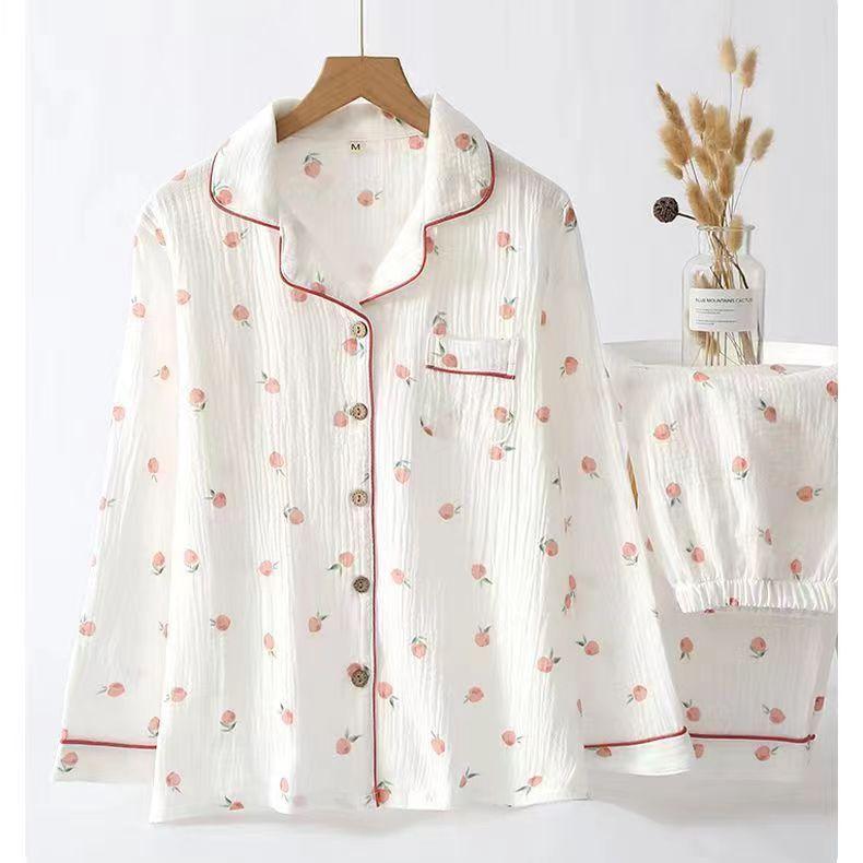 Версия клетчатой пижамы для женщин с длинным рукавом пижамы весенняя тонкая домашняя одежда больших размеров красная ночная рубашка с лацканами повседневный комплект домашней одежды